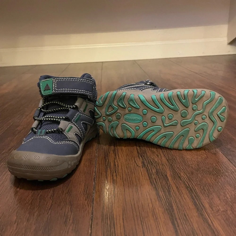 Kids Navy & Green Snow/Hiking Boots – Water Resistant | Size Toddler 7.5